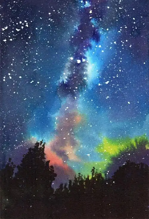 收藏!一见倾心,涂涂也能解压的水彩星空