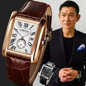 刘德华同款男士手表四方男士长方形男表商务休闲防水日历石英表