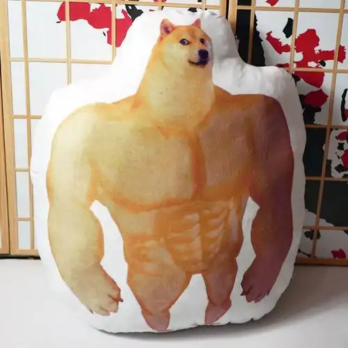 表情包抱枕废柴迷惑狗子doge沙雕肌肉柴犬恶搞笑毛绒双面靠垫礼品