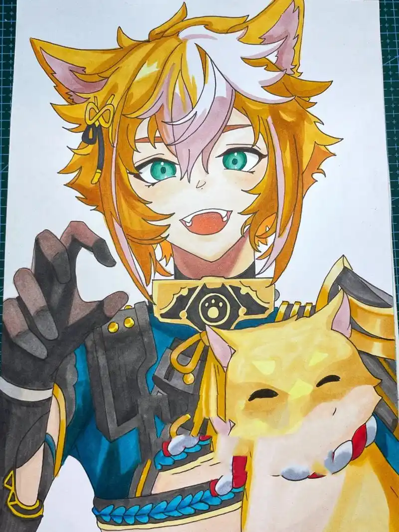 马克笔手绘/动漫人物男生/二次元/原神五郎         临摹板绘素材