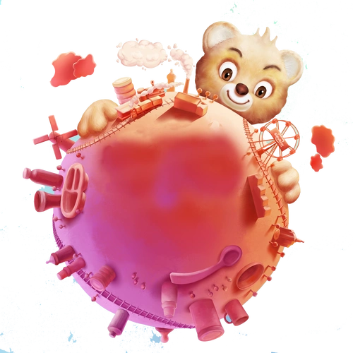 粉色卡通星球手绘png元素图片