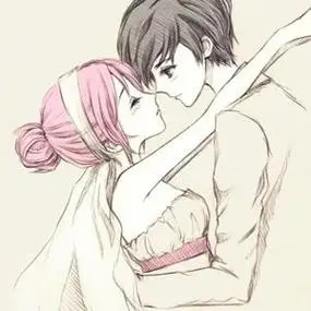 揽腰拥抱卡通情侣头像图片