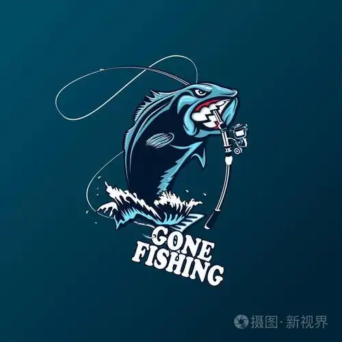 低音鱼与杆俱乐部徽章.钓鱼主题向量例证.在白色上隔离