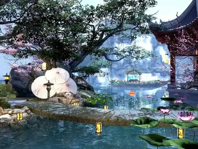 游园惊梦纯净素雅的写实风古风园林