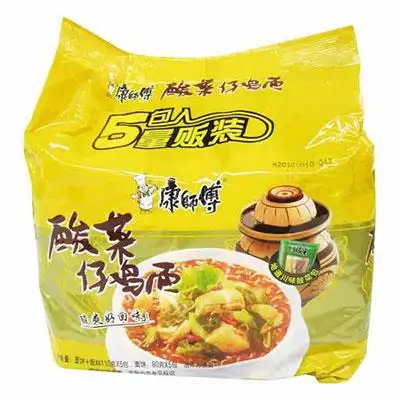 康师傅酸菜仔鸡面五联包116g*5