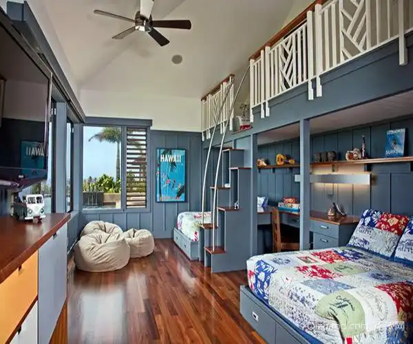 兄妹双人儿童房设计_两个孩子房间如何装修_兄妹共用儿童房装修效果