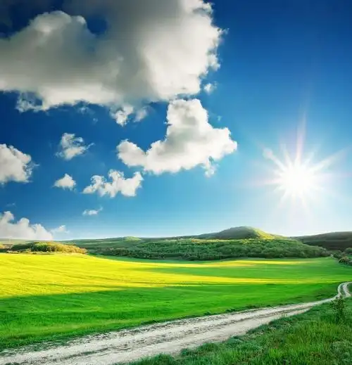 蓝天白云绿草地背景图片图片-图行天下图库