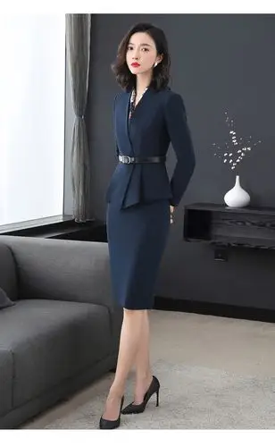 莉冬季教师面试职业女套装正装小西装气质收腰显瘦商务西装工作服套裙