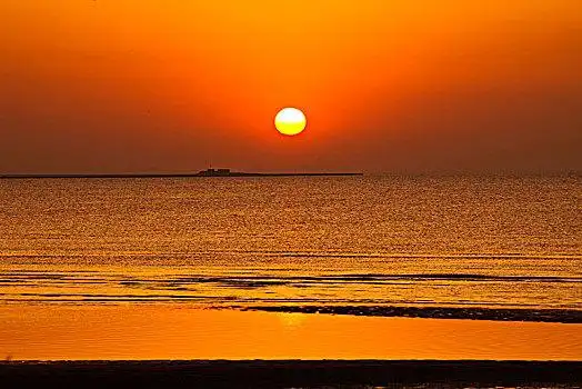 日出,大海,港口,太阳,壮观,温暖