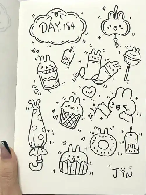 184可爱的小兔子专辑简笔画手帐素材来啦