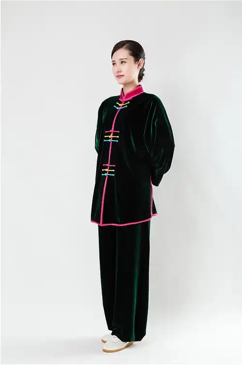 高档秋冬加厚金丝绒太极服中老年男女太极拳武术功夫表演练功服