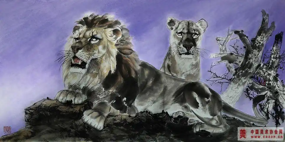 狮吼震八方-国画家石川-国画家石川作品欣赏-著名国画家石川官方网站