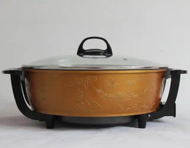 康锦泰牌韩式多功能电热锅养生锅金黄色34cm