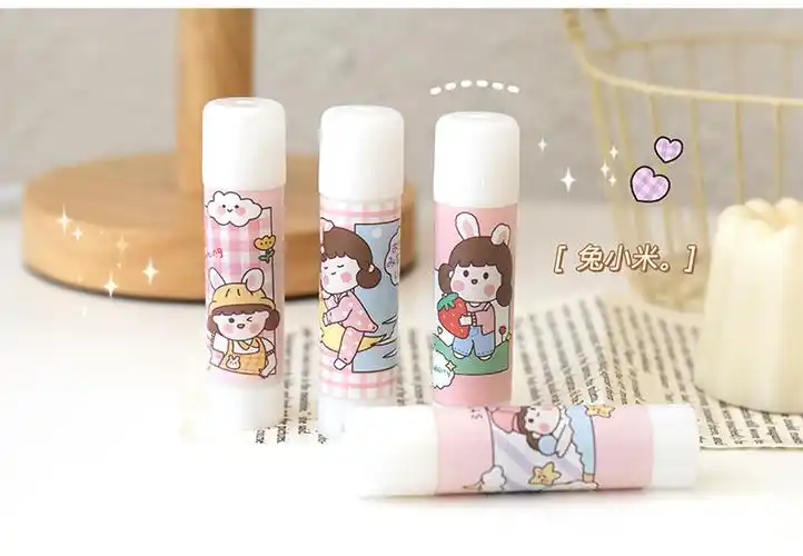 子芒胶水办公速干ins创意可爱少女心固体胶韩版卡通白色小胶棒高粘度
