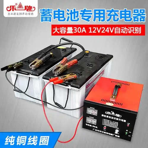 乐牌智能汽车电瓶充电器12v24v大功率充满自停12v伏蓄电池充电器