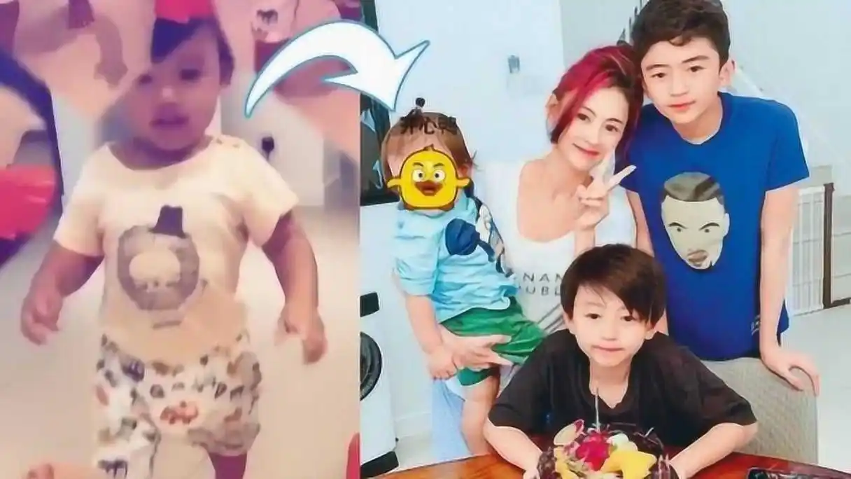 张柏芝晒三胎儿子玩耍画面,小王子亚洲脸孔大眼睛胖嘟嘟超像妈妈