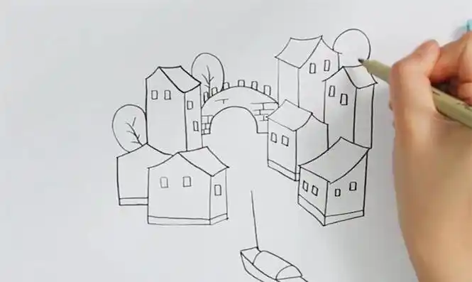 江南的房子儿童简笔画