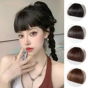 网红假刘海八字空w气刘海两侧女自然逼真鬓角假发片两边假发流海