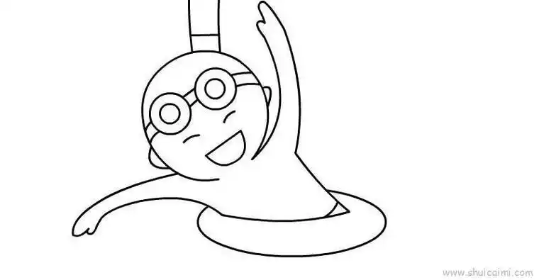 观看幼儿游泳简笔画