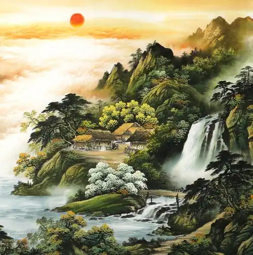 4米 《鸿运当头》 客厅办公室聚宝盆山水画 纳万财聚祥福