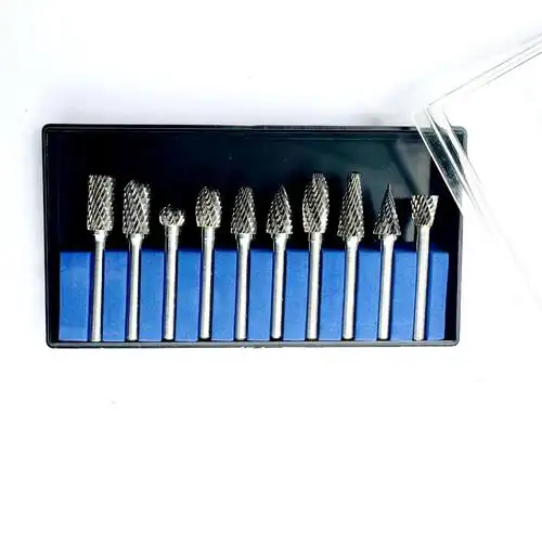 钨钢硬质合金旋转锉10毫米10支全套单双刃钨钢磨头金属打磨厂家