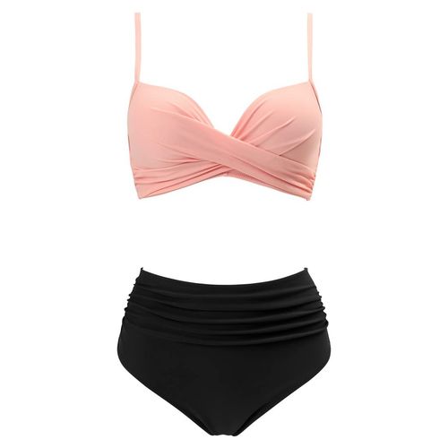 2023新款高腰遮肚温泉比基尼小胸聚拢三角分体性感泳衣