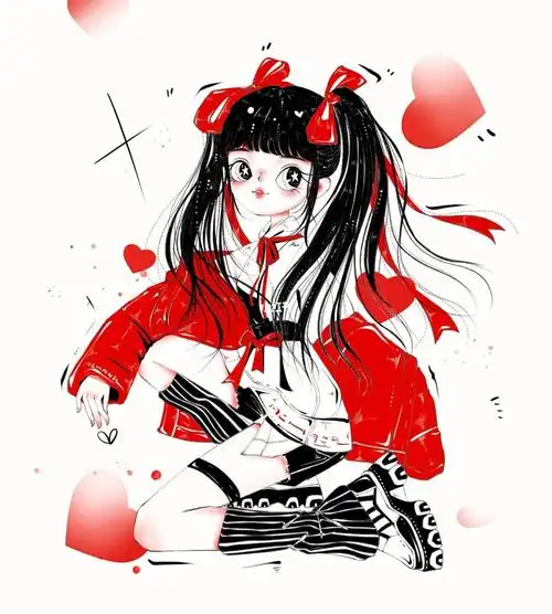 速写21778照片转手绘儿童插画女生全身线稿