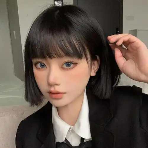 假发短发女bobo头自然少女网红酷帅学生空气刘海一刀齐短直发头套