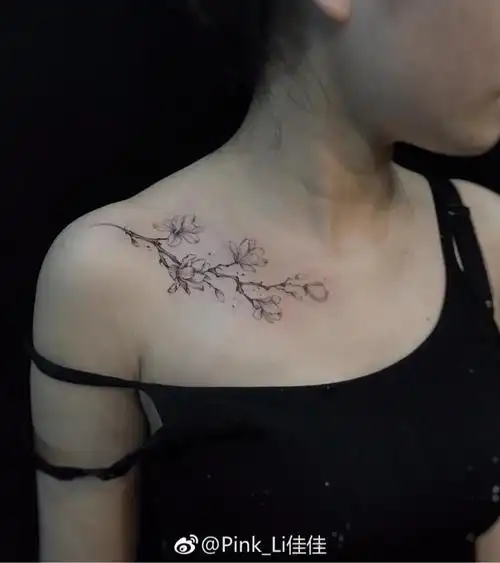 锁骨樱花_纹身图案手稿图片_pink_li的纹身作品集