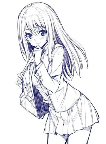 手绘插画原稿线稿黑白稿萌美少女二次元