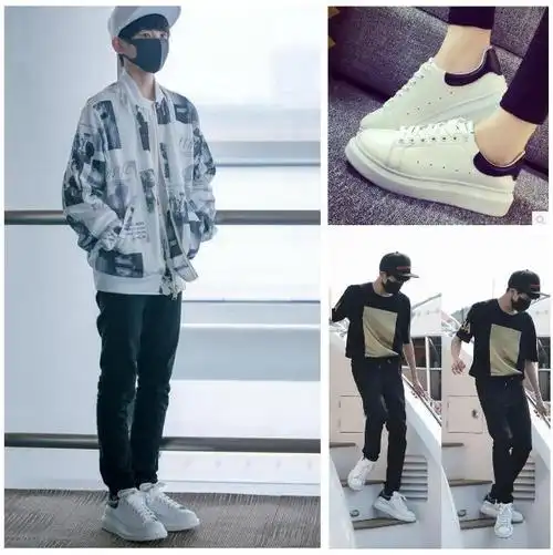 一折tfboys板鞋_tfboys王源同款小白鞋厚底板鞋学生松糕鞋平底单鞋