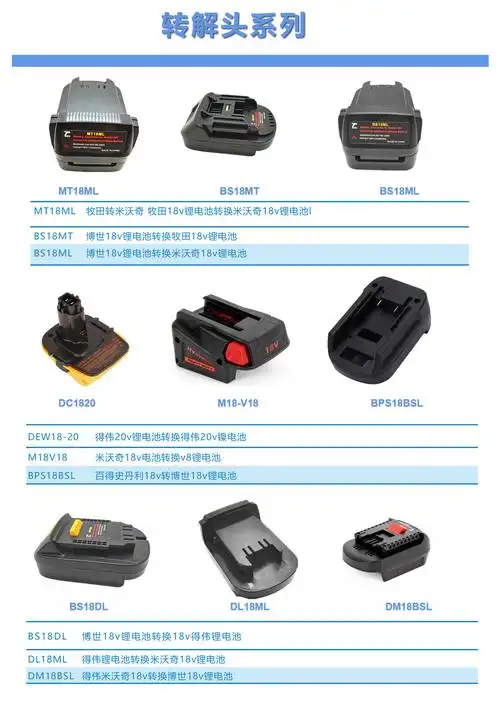 跨境milwakee米沃奇电动工具m18转v18转接头锂电池电源适配器