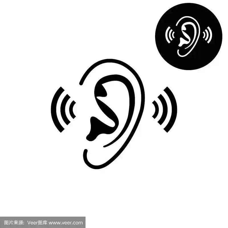 耳朵-白色矢量图标