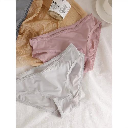 现货速发4条装夏季轻薄冰丝无痕内裤女士低腰性感三角裤丝滑透气