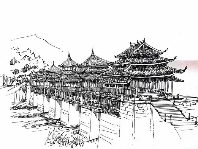 手绘程阳八寨古建筑,记录美好生活.