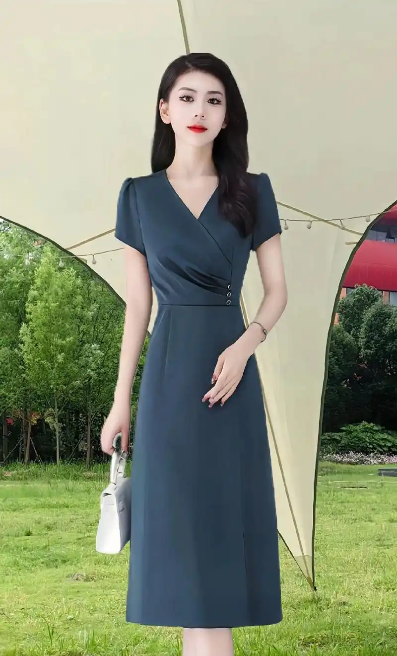 品牌冰丝高贵女装连衣裙