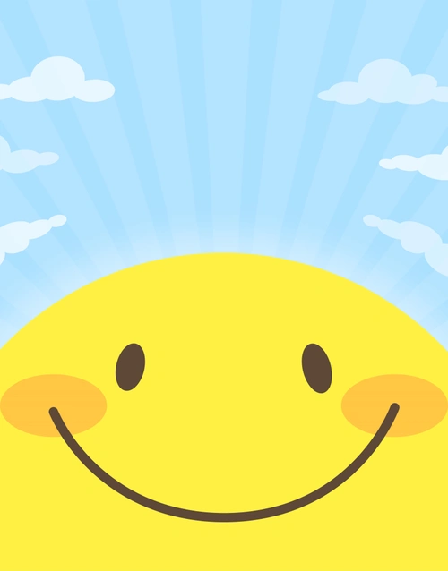 卡通手绘微笑笑脸太阳温馨海报背景素材