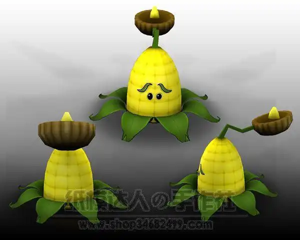 3d模型手工diy礼物独家原创植物大战僵尸玉米投手动漫游戏纸模