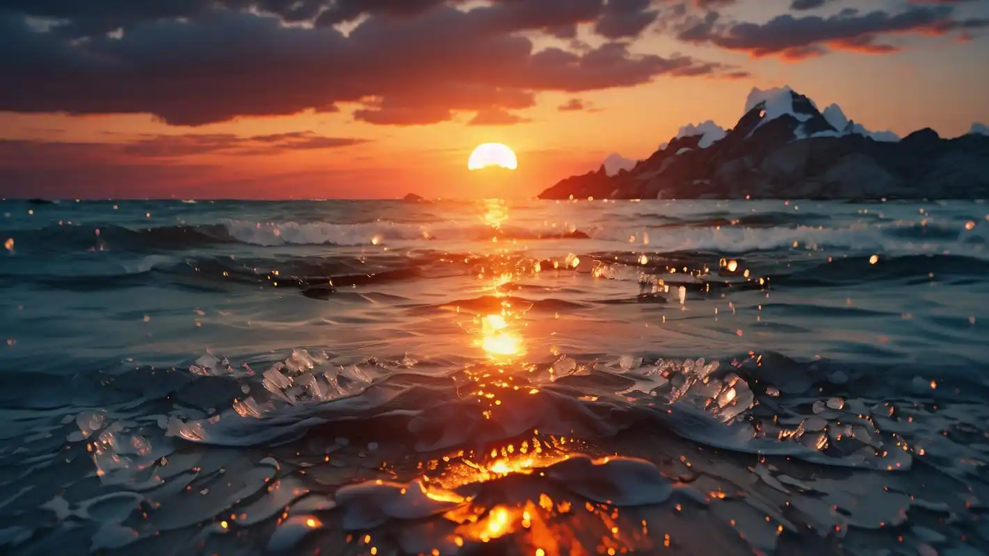 93绝美16:9海边晚霞背景图集锦98 想象一下,站在海边,眼前是绚丽