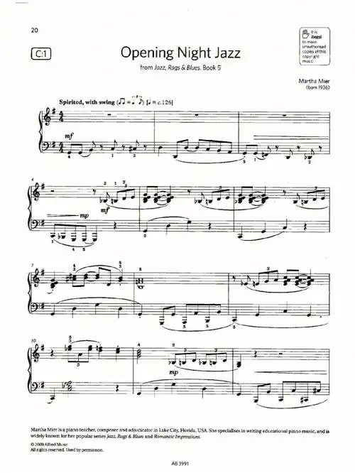 好听的英皇曲开幕之夜爵士乐钢琴谱