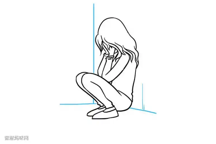 如何画一个伤心哭泣的女孩