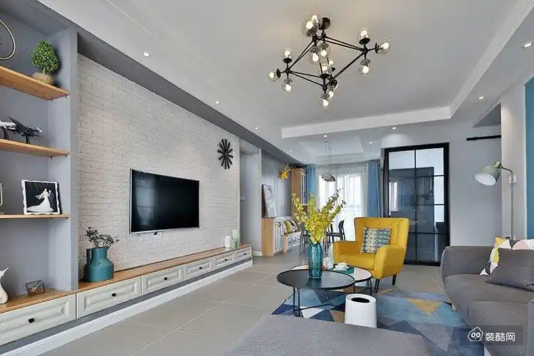 文昌现代简约三居室109平装修案例_现代三室两厅一卫_装酷网装修效果