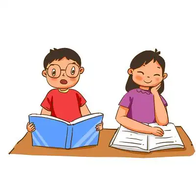 看书的儿童卡通辅导班学生人物上学读书png素材