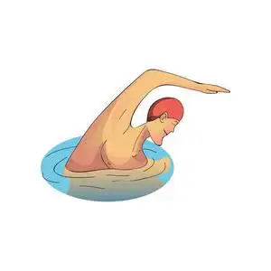 专业游泳运动员.男性戴橡胶泳帽.体育主题.卡通矢量设计照片