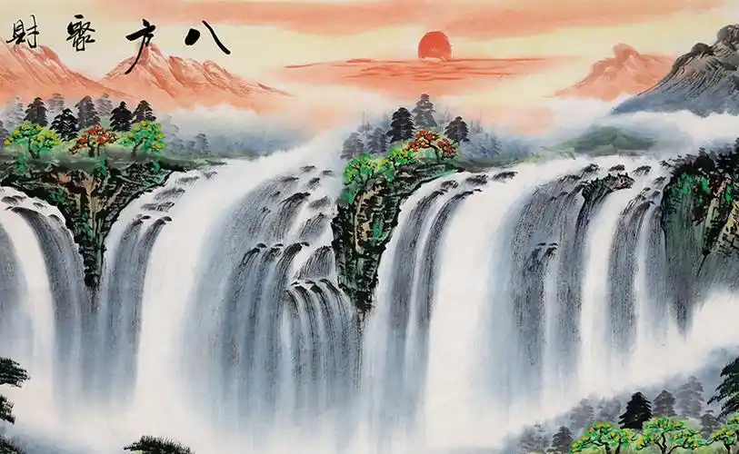 张新明《八方聚财》一元起拍字画拍卖 手绘国画山水画 墨华斋6739 -