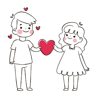 情侣pngpsd2000*2000七夕情人节手拿爱心场景pngpsd2000*2000粉色卡通