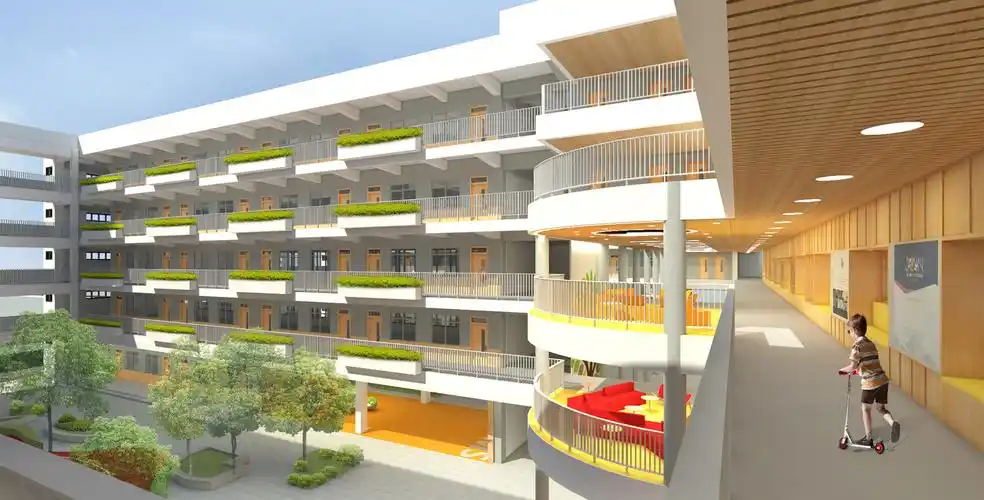 麒麟中学改扩建(南山实验学院初中部)工程位于深圳市南山区艺园路与