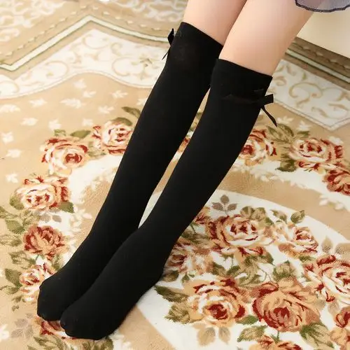 厂家直销韩版蝴蝶结中高筒袜条纹男女童长筒儿童袜子批发