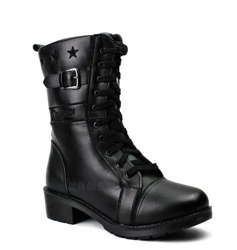 3515强人真皮女军靴羊毛靴女士机车中筒靴雪地靴棉靴女靴正品t27