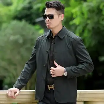 虎都男装爸爸外套春秋中年男士夹克40-50岁中年人 翻领休闲外套男 139